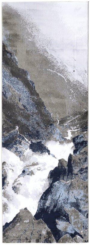 Feizy Rugs Gaspar Abstract Watercolor Rug - Modern Machine-made Polypropylene For Stylish, Durable Living Spaces Blue,Gray,White Polypropylene,Polyester 7873838fgrywhti1c