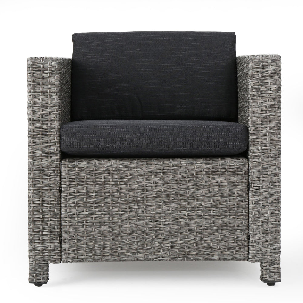 English Elm Puerta Outdoor Club Chair Woven Faux Rattan Iron Frame All Weather Patio Lounge 52979.00MBK