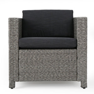 English Elm Puerta Outdoor Club Chair Woven Faux Rattan Iron Frame All Weather Patio Lounge 52979.00MBK