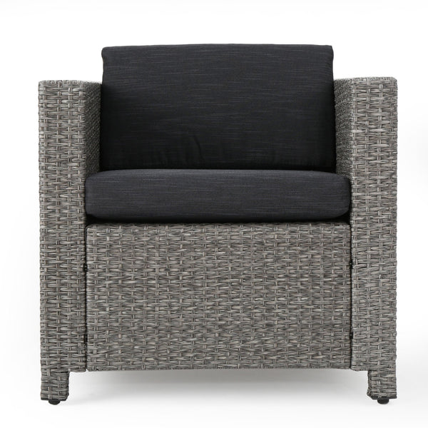 English Elm Puerta Outdoor Club Chair Woven Faux Rattan Iron Frame All Weather Patio Lounge 52979.00MBK