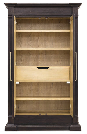 Hooker Furniture Driftwood Wardrobe with Buckboard Finish — Rustic Coastal Storage, Adjustable Shelves & Hidden Compartment Blacks 6820-90013-99