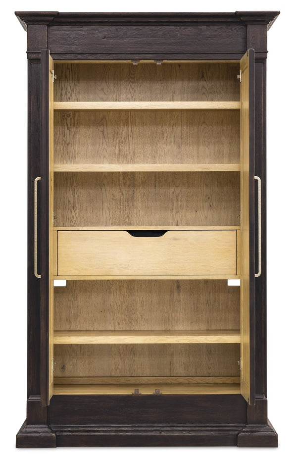 Hooker Furniture Driftwood Wardrobe with Buckboard Finish — Rustic Coastal Storage, Adjustable Shelves & Hidden Compartment Blacks 6820-90013-99