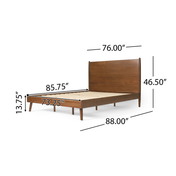 English Elm Cohron Solid Acacia Twin Platform Bed with Splayed Legs and Mid-century Modern Style 67062.00MEDBRN-CK-FULL BED
