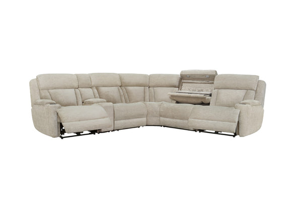 Parker House Parker Living Dalton - Lucky Fawn 6 Piece Modular Power Reclining Sectional with Power Adjustable Headrests Lucky Fawn 100% Polyester (S) MDAL-PACKT(H)-LFA