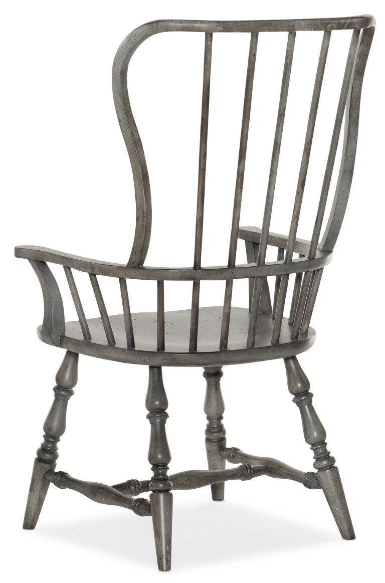 Hooker Furniture Ciao Spindle Back Arm Chair In Hand-Distressed Speckled Gray — Farmhouse Comfort, Solid Wood Build 5805-75301-96