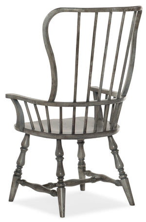 Hooker Furniture Ciao Spindle Back Arm Chair In Hand-Distressed Speckled Gray — Farmhouse Comfort, Solid Wood Build 5805-75301-96