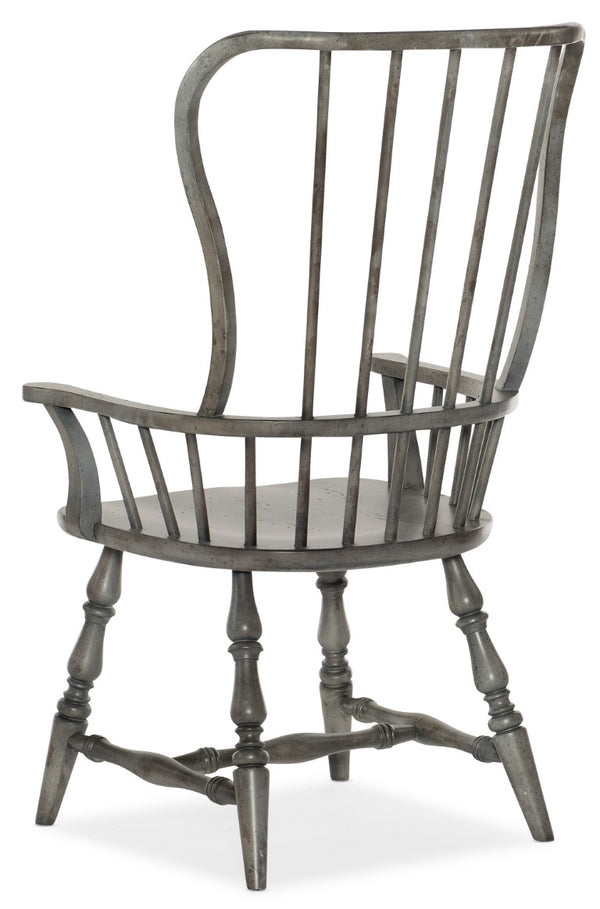 Hooker Furniture Ciao Spindle Back Arm Chair In Hand-Distressed Speckled Gray — Farmhouse Comfort, Solid Wood Build 5805-75301-96