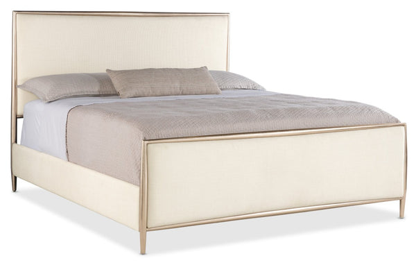 Hooker Furniture Westwood Modern Upholstered Metal Bed With Radiant Plated Finish And Durable Performance Fabric Headboard 88.50 L x 80.00W x 56.25H 6133-90166-95