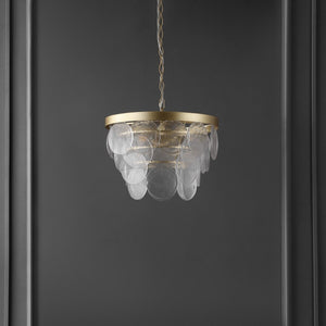 Safavieh Chrys, 3 Light, 16.5 Inch, Clear/Gold, Glass/Iron Chandelier Gold CHA4038A