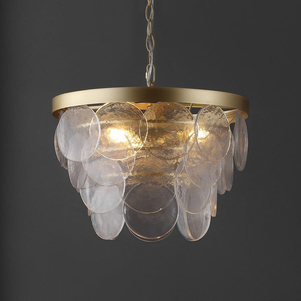 Safavieh Chrys, 3 Light, 16.5 Inch, Clear/Gold, Glass/Iron Chandelier Gold CHA4038A