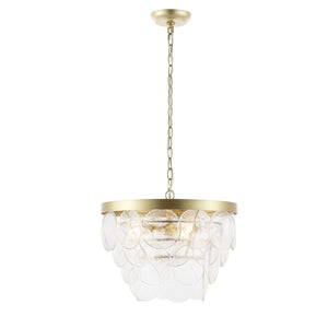 Safavieh Chrys, 3 Light, 16.5 Inch, Clear/Gold, Glass/Iron Chandelier Gold CHA4038A