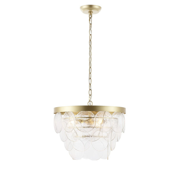 Safavieh Chrys, 3 Light, 16.5 Inch, Clear/Gold, Glass/Iron Chandelier Gold CHA4038A
