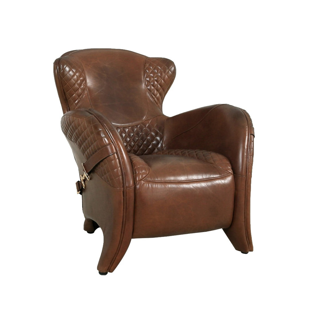Pasargad Home Vicenza Brown Leather Wing Chair - Classic Elegance & Comfort for Every Space