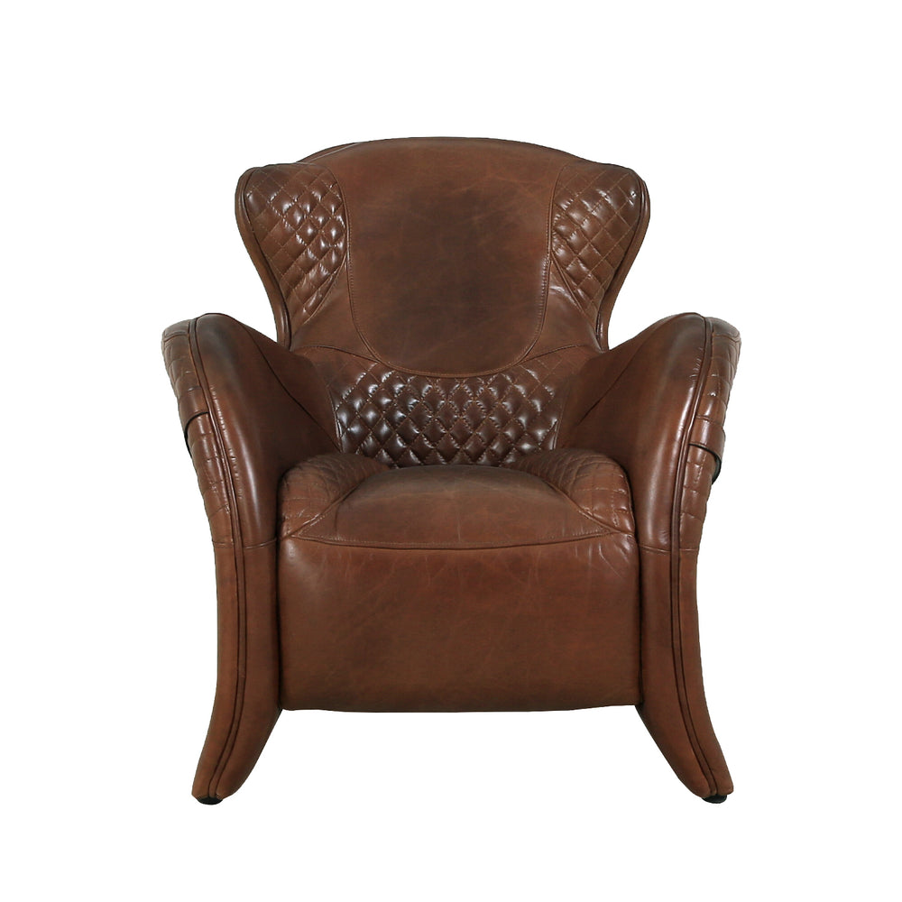 Pasargad Home Vicenza Brown Leather Wing Chair - Classic Elegance & Comfort for Every Space