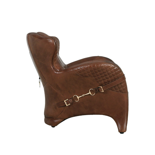 Pasargad Home Vicenza Brown Leather Wing Chair - Classic Elegance & Comfort for Every Space