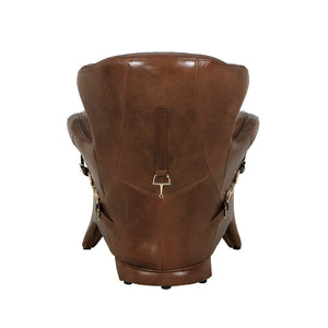 Pasargad Home Vicenza Brown Leather Wing Chair - Classic Elegance & Comfort for Every Space