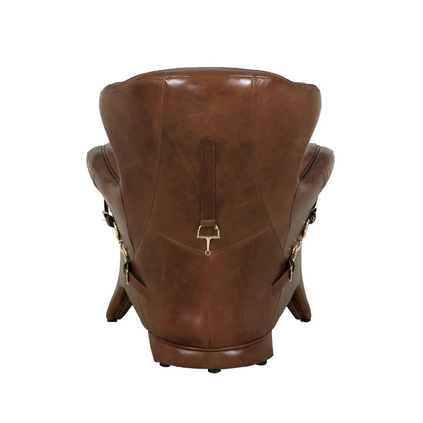 Pasargad Home Vicenza Brown Leather Wing Chair - Classic Elegance & Comfort for Every Space