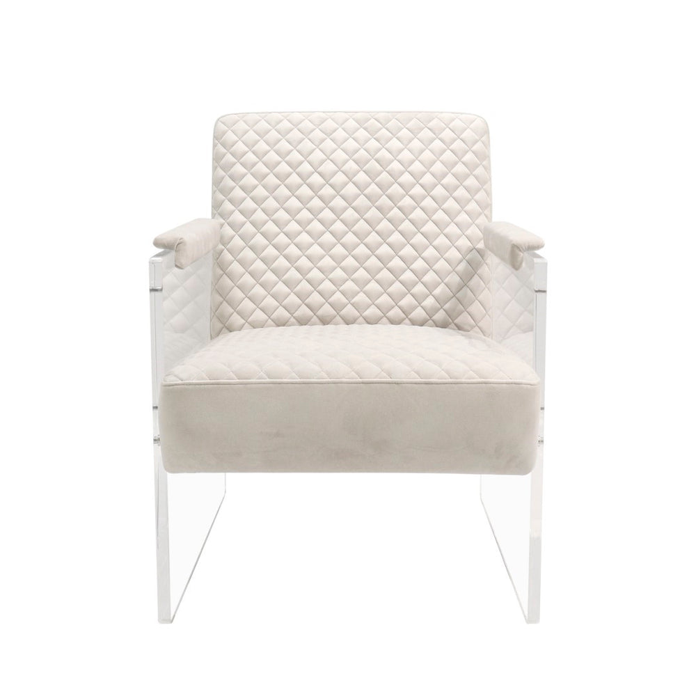Pasargad Tribecca Collection Luxury Velvet & Acrylic Accent Chair - Plush Comfort For Elegant Spaces Ivory Acrylic & Velvet Chair-139-1w