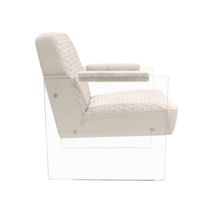 Pasargad Tribecca Collection Luxury Velvet & Acrylic Accent Chair - Plush Comfort For Elegant Spaces Ivory Acrylic & Velvet Chair-139-1w