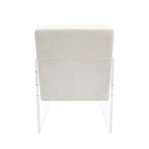 Pasargad Tribecca Collection Luxury Velvet & Acrylic Accent Chair - Plush Comfort For Elegant Spaces Ivory Acrylic & Velvet Chair-139-1w