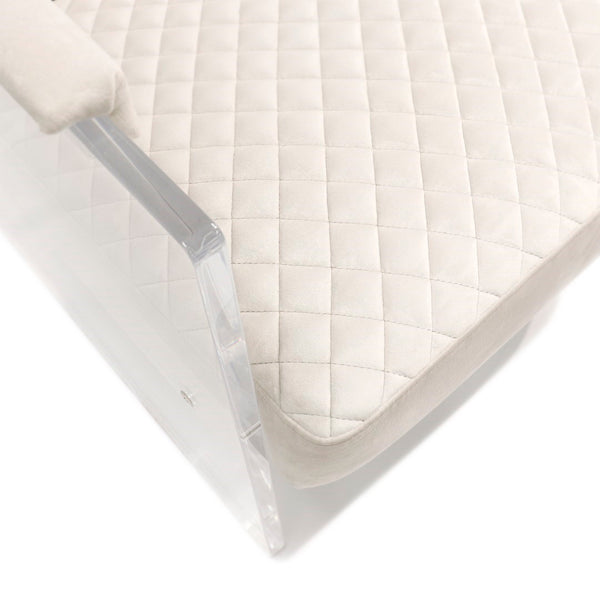 Pasargad Tribecca Collection Luxury Velvet & Acrylic Accent Chair - Plush Comfort For Elegant Spaces Ivory Acrylic & Velvet Chair-139-1w