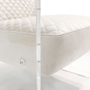 Pasargad Tribecca Collection Luxury Velvet & Acrylic Accent Chair - Plush Comfort For Elegant Spaces Ivory Acrylic & Velvet Chair-139-1w