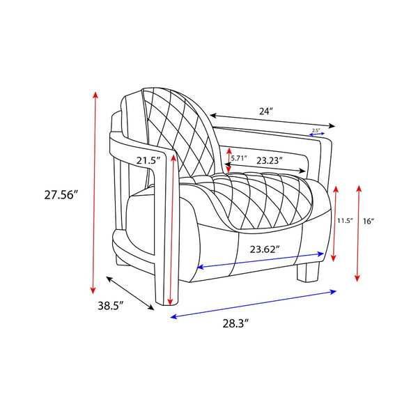 Pasargad Ethan Top-Grain Leather Lounge Chair – Elegant Design with Solid Wood Armrests & Comfort