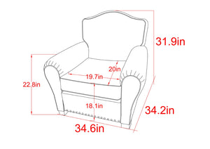 Pasargad Home Palermo Luxurious Vintage Leather Wing Chair with Rolled Arms & Nail Head Trim