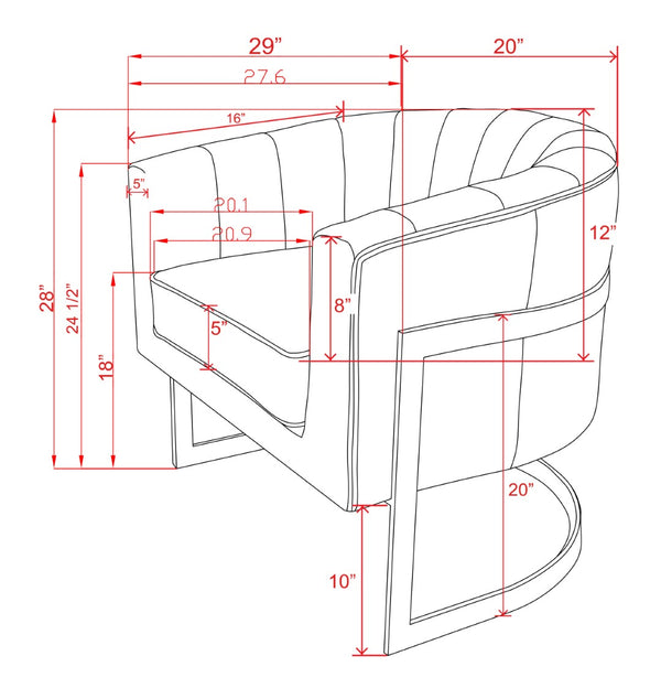 Pasargad Castello Vintage Cigar Leather Barrel Chair with Gold Frame – Elegant & Trendsetting Design