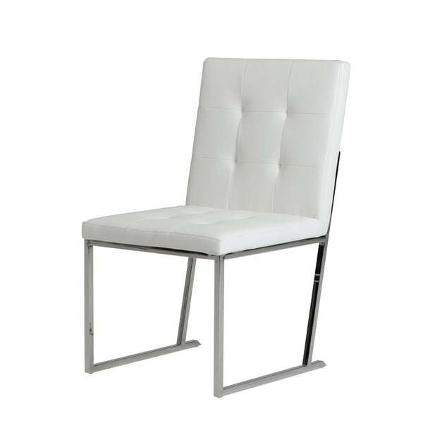 Vig Furniture Click - Set Of 2 Modern White Leatherette Dining Chairs With Stylish Stainless Steel Legs & Comfort White  Vgvcb808-wht