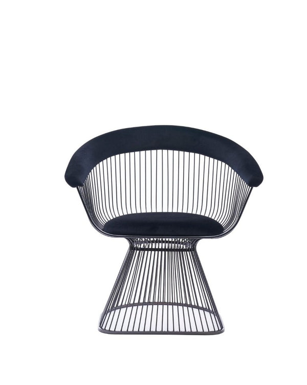 VIG Furniture Chandler Black Velvet Dining Chair With Windsor Back, Polished Black Stainless Steel Base, No Assembly Needed (31"W X 23.5"D) VGZAY007-1-BLK-DC