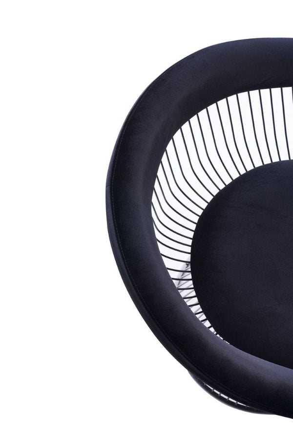 VIG Furniture Chandler Black Velvet Dining Chair With Windsor Back, Polished Black Stainless Steel Base, No Assembly Needed (31"W X 23.5"D) VGZAY007-1-BLK-DC