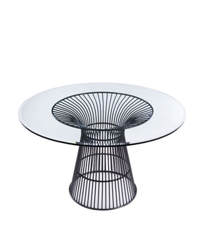 VIG Furniture Chandler Round Glass Dining Table With 12Mm Grey Tempered Top & Sunburst Black Stainless Pedestal—Seats 8 VGZAT007-1-BLK-DT