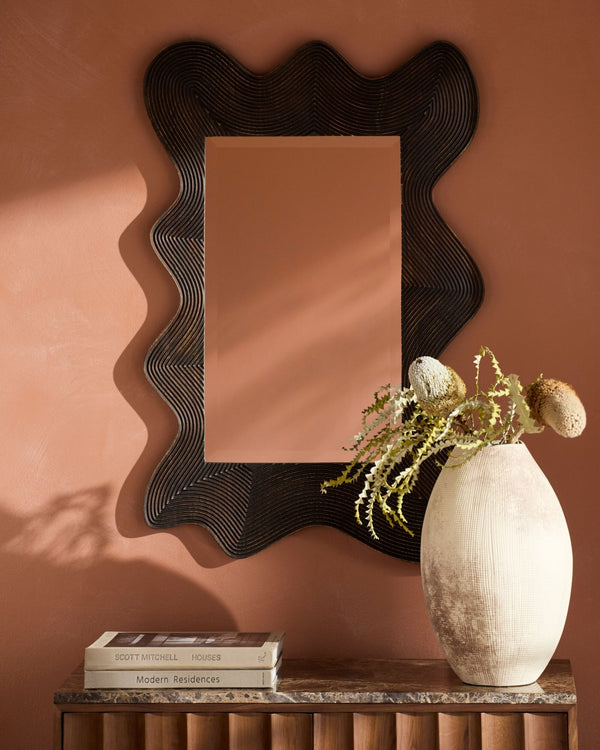 Surya Charme Arched Wall Mirror with Slim Profile Mid-century Modern Frame for Entryway CHAR001-2740