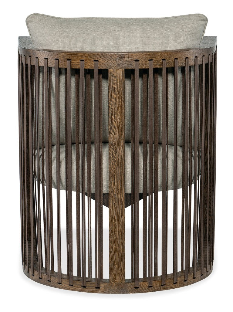 Hooker Furniture Wilde Club Chair With Sorrel Oak U-Frame, Top-Grain Leather Straps & Taupe Linen-Blend Comfort CC290-410