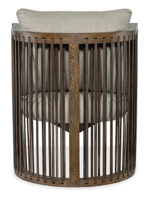 Hooker Furniture Wilde Club Chair With Sorrel Oak U-Frame, Top-Grain Leather Straps & Taupe Linen-Blend Comfort CC290-410