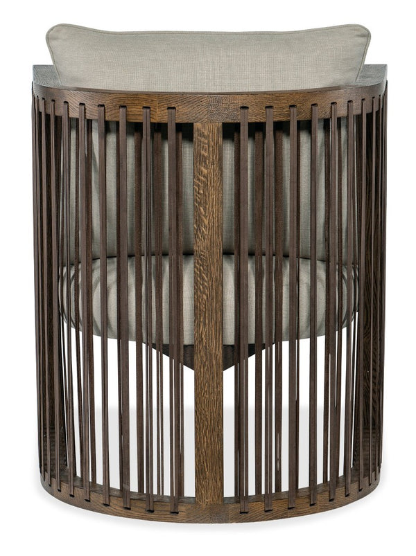 Hooker Furniture Wilde Club Chair With Sorrel Oak U-Frame, Top-Grain Leather Straps & Taupe Linen-Blend Comfort CC290-410