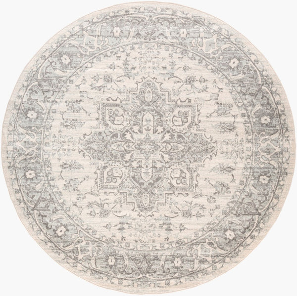 Livabliss Chester Traditional Pattern Runner Rug Turkey Woven Polypropylene Hallway Entryway Seafoam, Charco 7'10" x 7'10" CHE2312-710RD