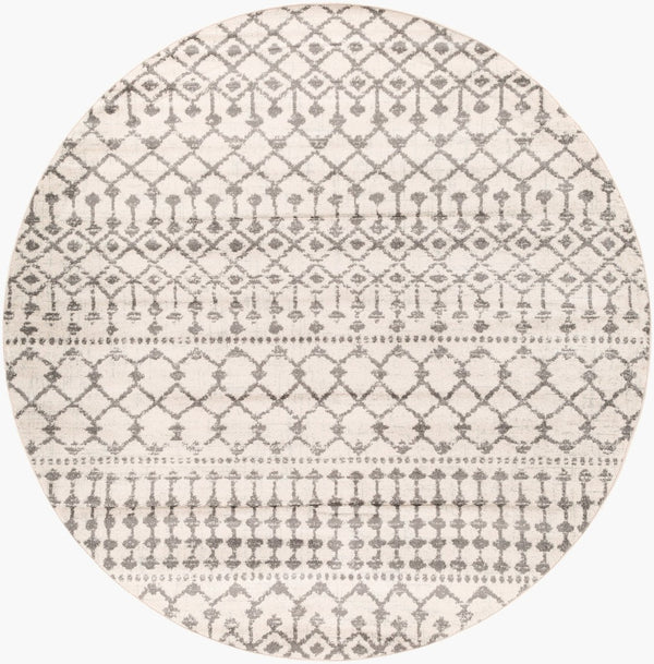 Livabliss Chester Global Pattern Polypropylene Runner Rug Woven in Turkey for Hallways Charcoal, Light 7'10" x 7'10" Round CHE2319-710RD