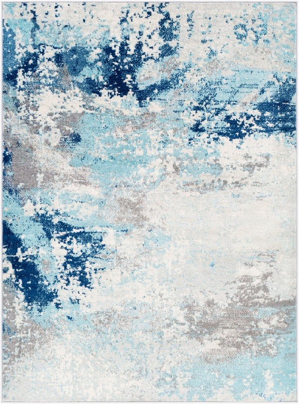 Livabliss Chester Polypropylene Woven Area Rug with Subtle Sheen for Modern Living Rooms Dark Blue, Aqua 5'3" x 7'3" CHE2346-5373