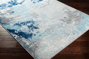 Livabliss Chester Polypropylene Woven Area Rug with Subtle Sheen for Modern Living Rooms Dark Blue, Aqua 5'3" x 7'3" CHE2346-5373