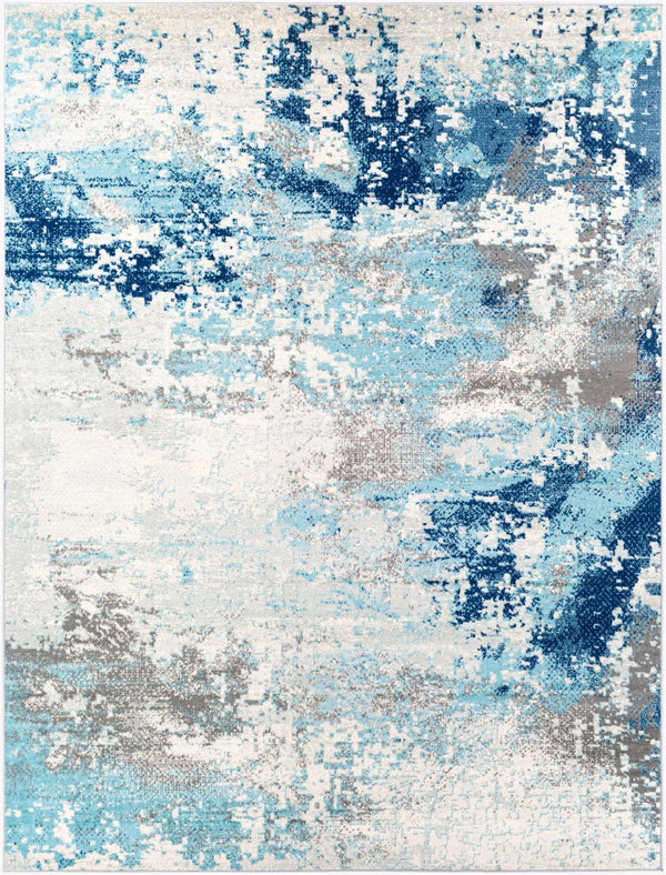 Livabliss Chester Polypropylene Woven Area Rug with Subtle Sheen for Modern Living Rooms Dark Blue, Aqua 7'10" x 10'2" CHE2346-710103
