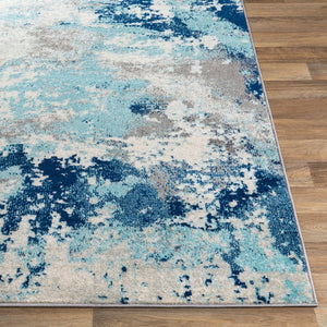 Livabliss Chester Polypropylene Woven Area Rug with Subtle Sheen for Modern Living Rooms Dark Blue, Aqua 5'3" x 7'3" CHE2346-5373