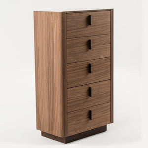 VIG Furniture Chelton- Mid-Century Walnut Veneer Chest With White Ceramic Top, 3 Drawers & Matte Black Handles VGHB-402W-CT
