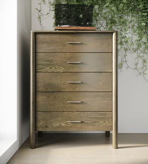 VIG Furniture Carolina Tall Wenge Chest With 5 Soft-Close Drawers, Brushed Nickel Handles, Durable Storage (95) VGMA-BR-167-CHST-WNG