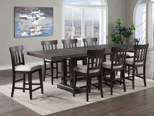 English Elm Steve Silver - Napa Counter Height 9-Piece Dining Set Dark Brown – Expandable to 108" with Upholstered Slat Chairs B081S00297