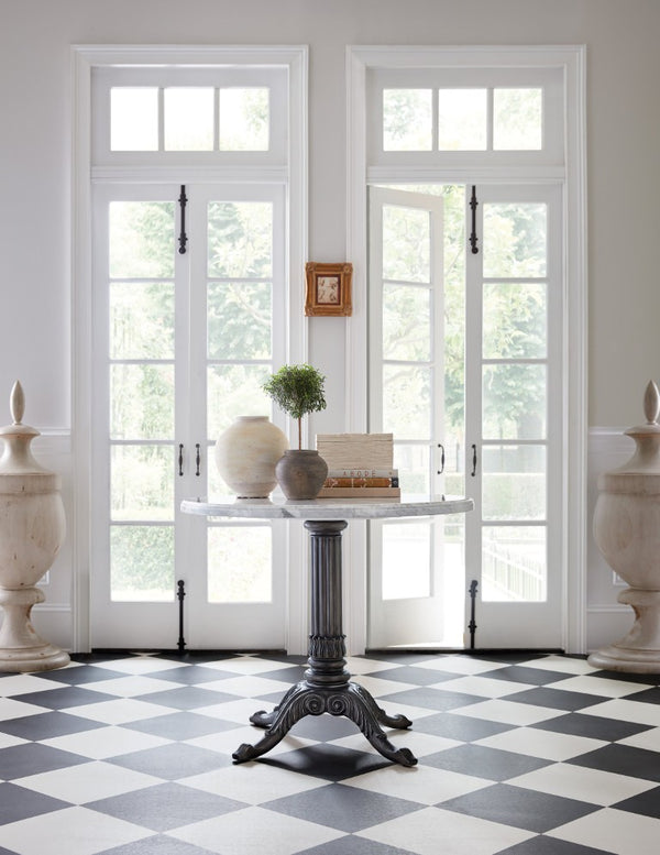 Hooker Furniture Charleston Round Bistro Table With Veneered Carrara Stone Top & Carved Pedestal — Distressed Elegance 6750-75202-95