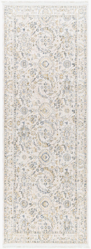 Livabliss Chicago Traditional Fringe Border Polyester Area Rug for Large Living Rooms Light Beige, Sl 2'10" x 12' CHG2300-2101111