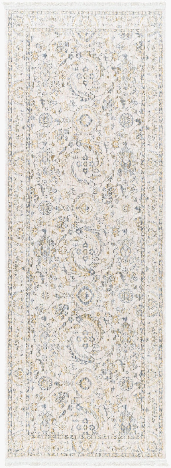 Livabliss Chicago Traditional Fringe Border Polyester Area Rug for Large Living Rooms Light Beige, Sl 2'10" x 12' CHG2300-2101111