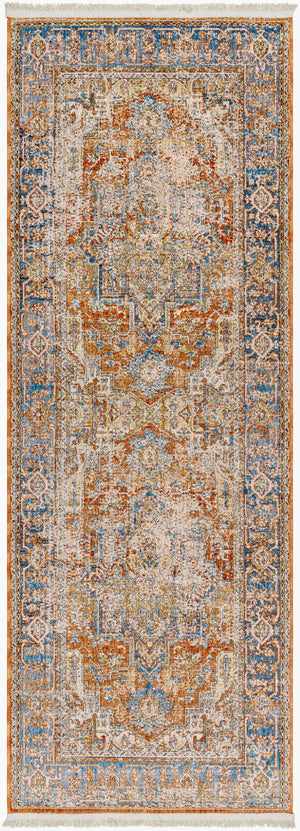 Livabliss Chicago Traditional Fringe Accent Rug Low Pile Polyester Weave for Entryway Decor Burnt Orange, R 2'10" x 8' CHG2301-2108